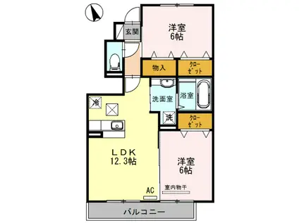 雅 MIYABI N(2LDK/1階)の間取り写真