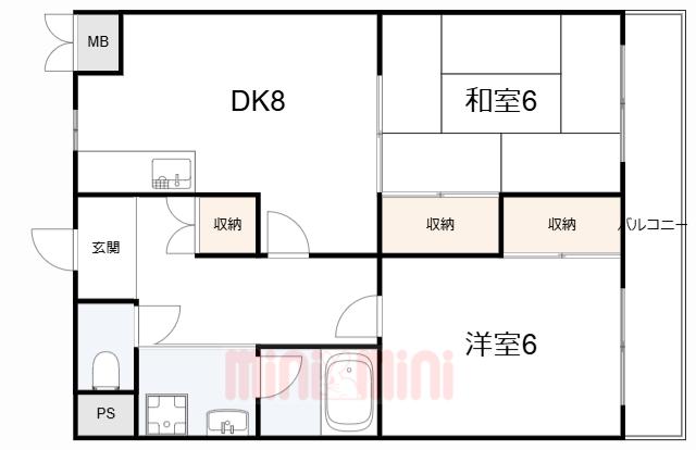 メゾン諏訪山(2DK/1階)の間取り写真
