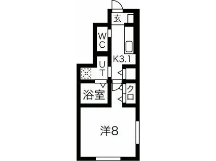 GRAND CLAIREB棟(1K/1階)の間取り写真