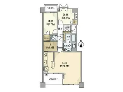 ライオンズスクエア用賀(2SLDK/10階)の間取り写真