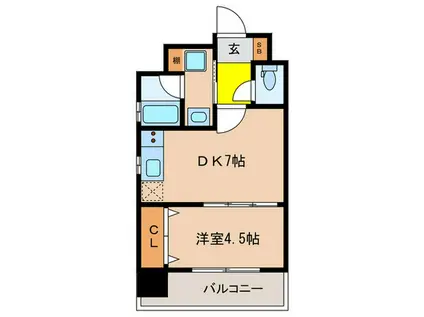 ベラジオ京都七条ウエスト(1DK/2階)の間取り写真