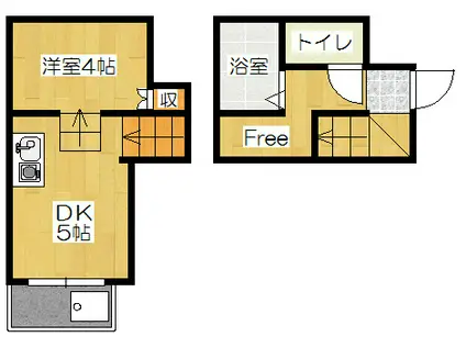 ファミリエ桂(1DK/1階)の間取り写真