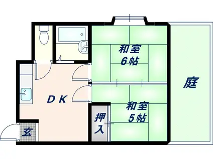 ピースハイツ長堂A棟(2DK/1階)の間取り写真