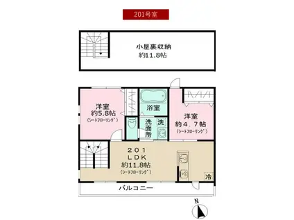 上高田1丁目(2LDK/1階)の間取り写真