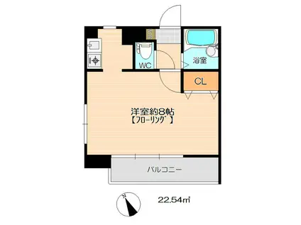 ドミールグリーンベルC棟(1K/1階)の間取り写真