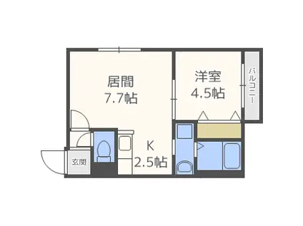 モンテヴェルディL.A(1LDK/2階)の間取り写真