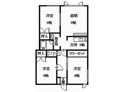 アルファガーデンコートII(3LDK/2階)の間取り写真