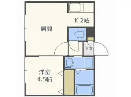 サンステージ宮の沢1-2(1LDK/4階)の間取り写真