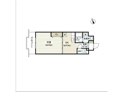 ウェーヴ長町一丁目(1DK/5階)の間取り写真