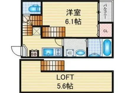 ハーモニーテラス大宝II(1K/1階)の間取り写真