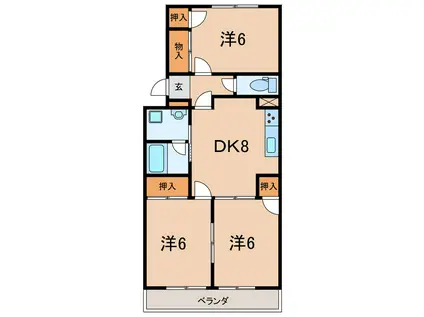 エスポワール(3DK/2階)の間取り写真