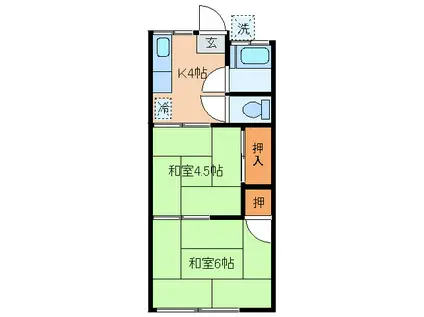 セキネハイツ(2K/1階)の間取り写真