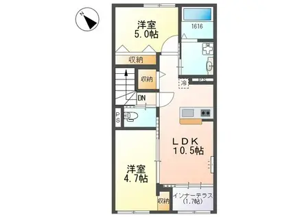 カモミール(2LDK/2階)の間取り写真