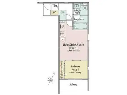 MOCXION扇(1LDK/1階)の間取り写真
