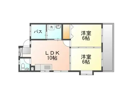 トーマス与那原(2LDK/3階)の間取り写真