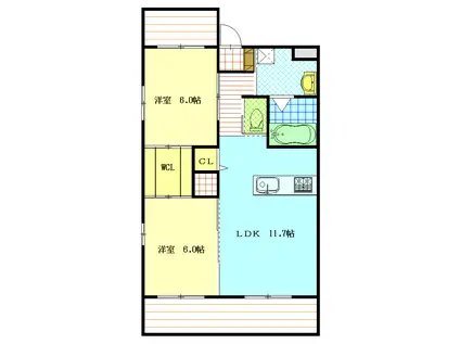 ディライト(2LDK/1階)の間取り写真