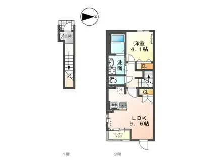 ヴェルジェX(1LDK/2階)の間取り写真