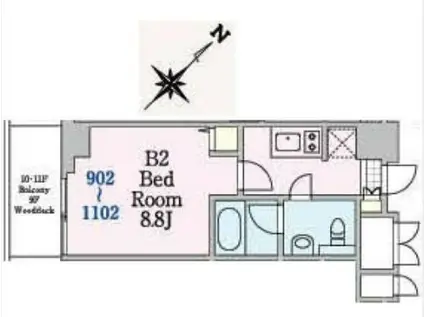 リージア西新宿O-PLACE(1K/9階)の間取り写真