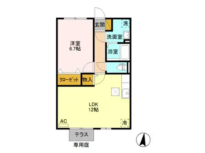 コーポソレイユ(1LDK/1階)の間取り写真