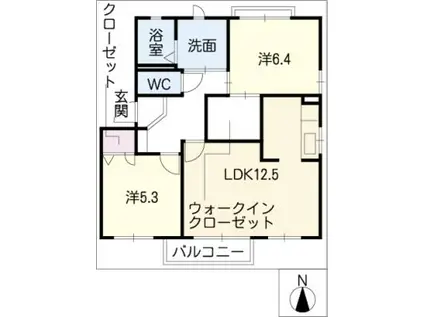 エスペランサB(2LDK/1階)の間取り写真