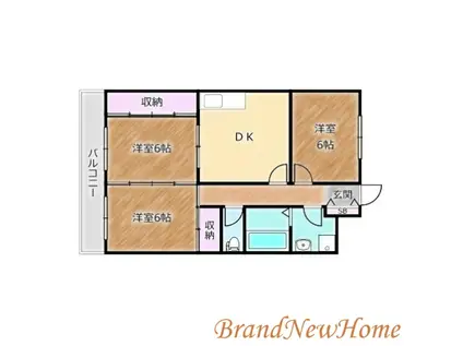 レクリオ谷(3DK/2階)の間取り写真