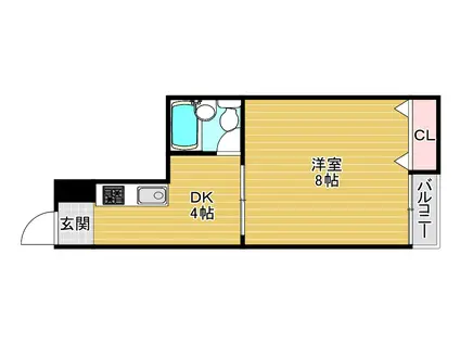 ロゼコート(1DK/4階)の間取り写真