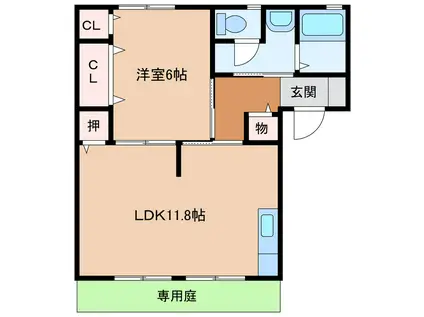 ディアステージ(1LDK/1階)の間取り写真