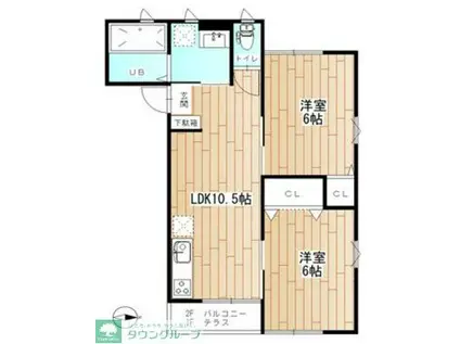 BRISA A(2LDK/1階)の間取り写真