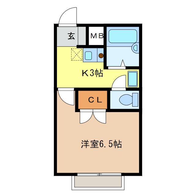 アンプルールブワK・K(1K/1階)の間取り写真