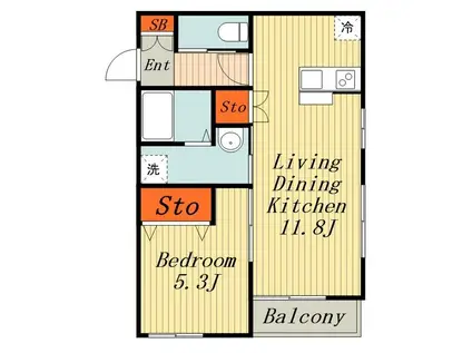 LA DOLCE VITA(1LDK/2階)の間取り写真