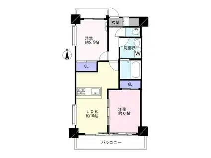 マイネカステル(2LDK/2階)の間取り写真
