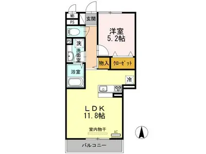 滝つじハイツ(1LDK/2階)の間取り写真