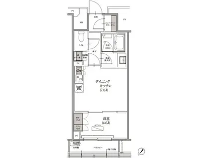 SKナインティ門前仲町(1DK/12階)の間取り写真