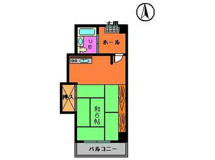 ベルメゾンおおぜき(1DK/4階)の間取り写真