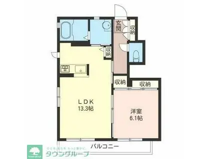 アルコバレーノB(1LDK/1階)の間取り写真