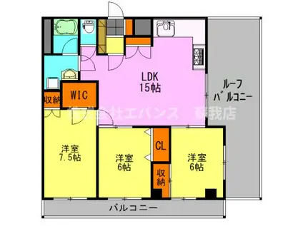 ルーラルシティ浜野(3LDK/4階)の間取り写真