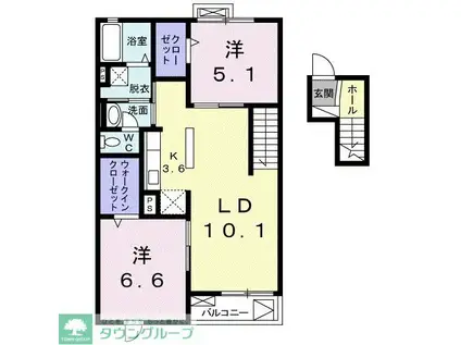 アングロ フェリーチェ(2LDK/4階)の間取り写真