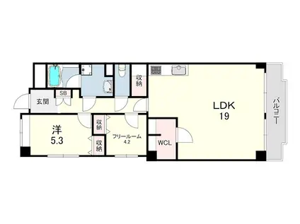 芦屋ニューコーポⅠ番館(1SLDK/5階)の間取り写真