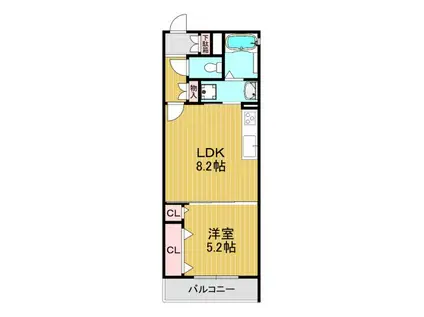 フォレストクリエオーレ金剛(1LDK/2階)の間取り写真