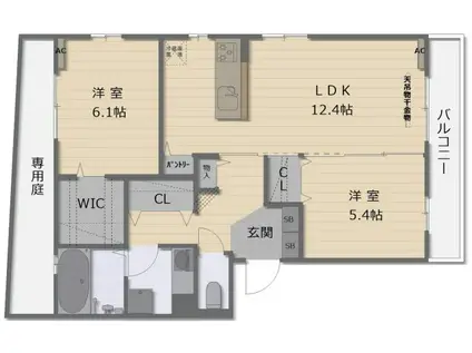 ヴィーブルレーン(2LDK/1階)の間取り写真