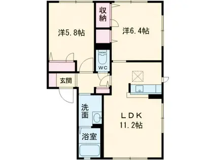 プレフェランス(2LDK/1階)の間取り写真
