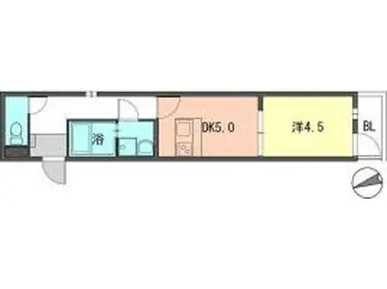 ＪＲ筑肥線 今宿駅 徒歩6分 3階建 築17年(1DK/2階)の間取り写真