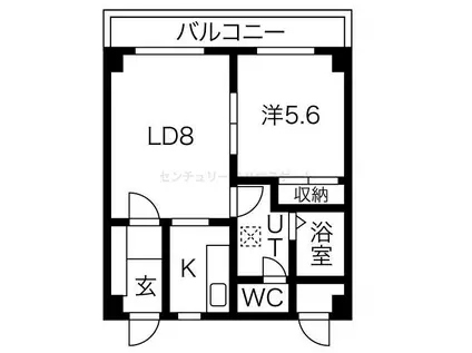 シャングリラ今泉(1LDK/3階)の間取り写真