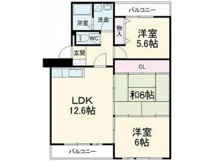 サンライト宝が丘(3LDK/2階)の間取り写真