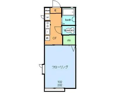 ロードキャッスル稲毛(1K/1階)の間取り写真