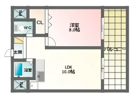 モンテベルデ北田辺(1LDK/3階)の間取り写真
