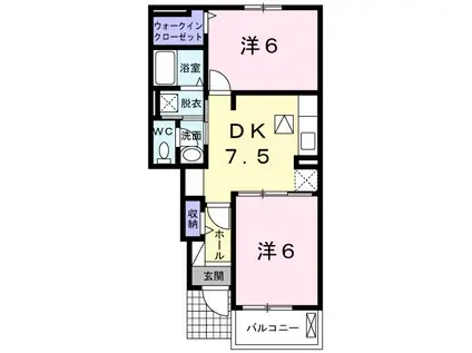 ソフィア ヒルズ(2DK/1階)の間取り写真