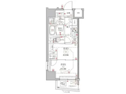 クレイシアIDZ上野(2K/10階)の間取り写真