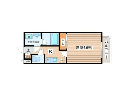 リュエル八幡(1K/1階)の間取り写真