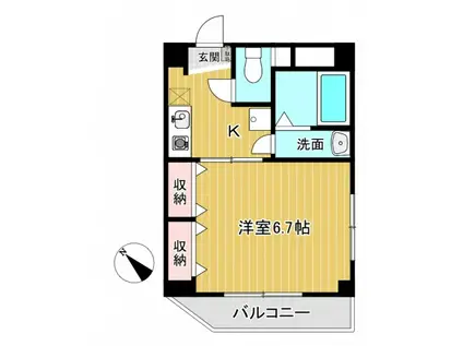 ブルーキャッツあざみ野(1K/4階)の間取り写真